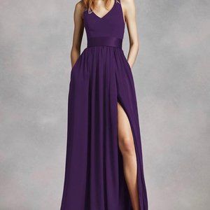 Vera Wang V-Neck Halter Bridesmaids Dress w/ Pockets | Amethyst Size 12
